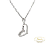 Sølv vedhæng. hjerte med syntetiske zirkoner og kæde - Model: 20-12740