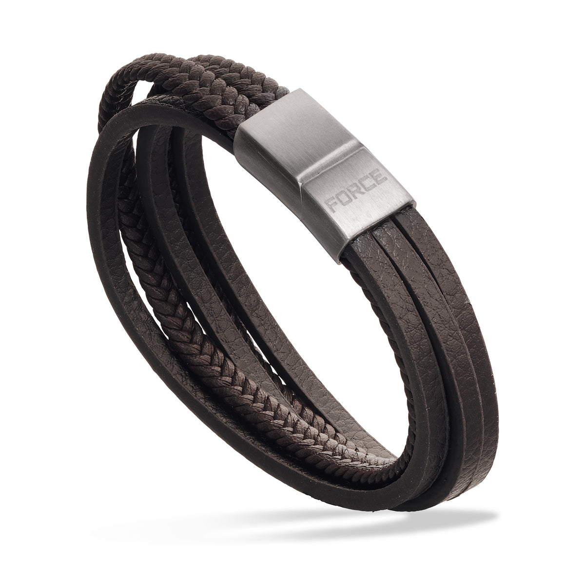 Scrouples - FORCE Herre armbånd brunt multi-flettet læder - Model: 03321,21