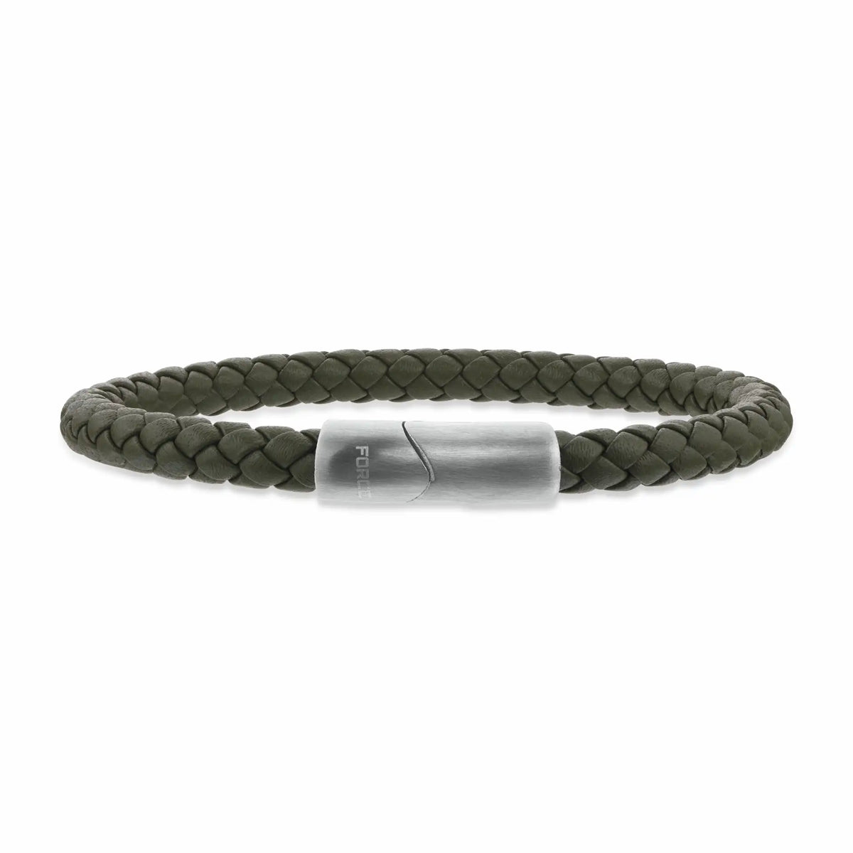 Scrouples - FORCE Herre armbånd grønt flettet læder 21 cm - Model: 03511A,M