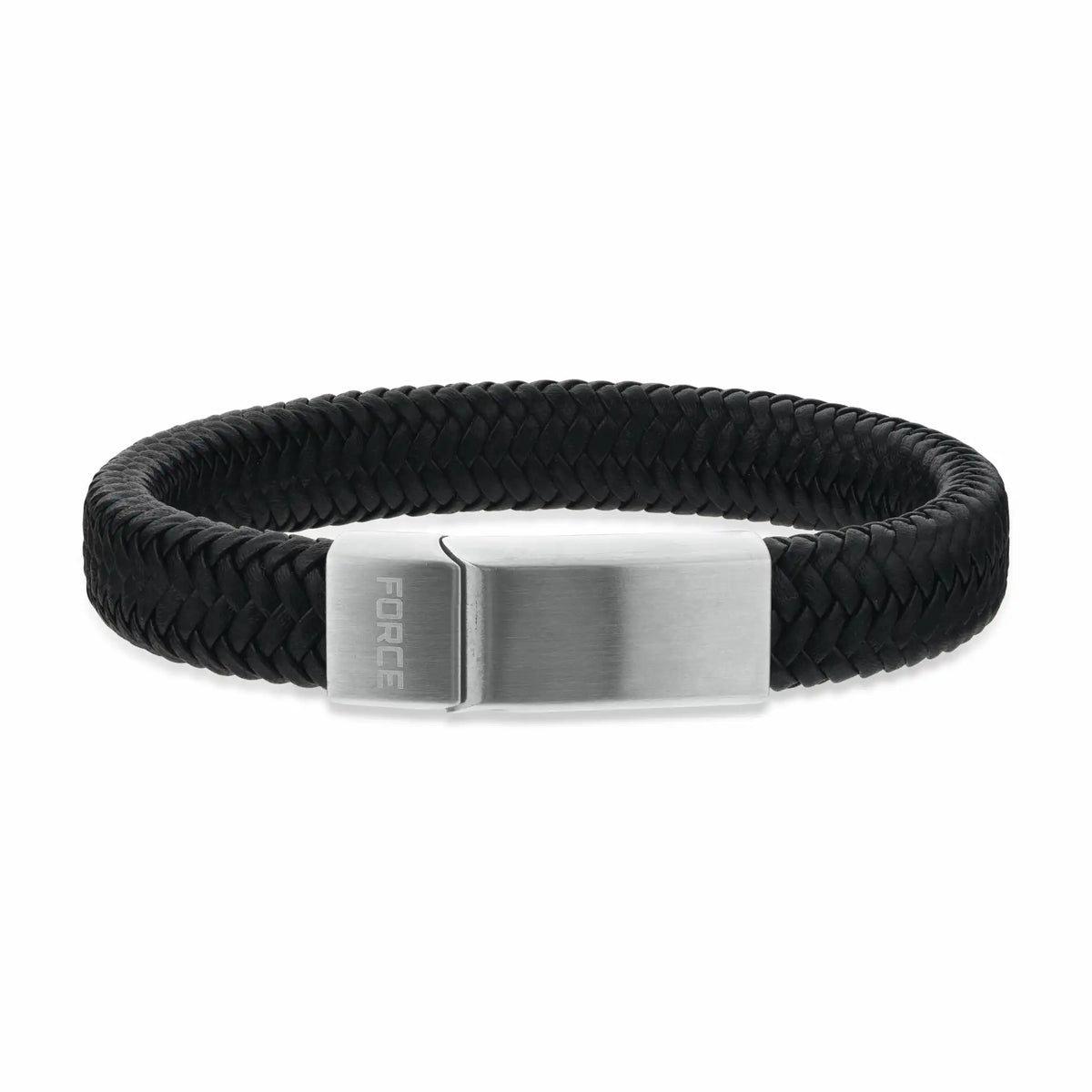 Scrouples - FORCE Herre armbånd sort flettet læder 21 cm - Model: 03521A,M