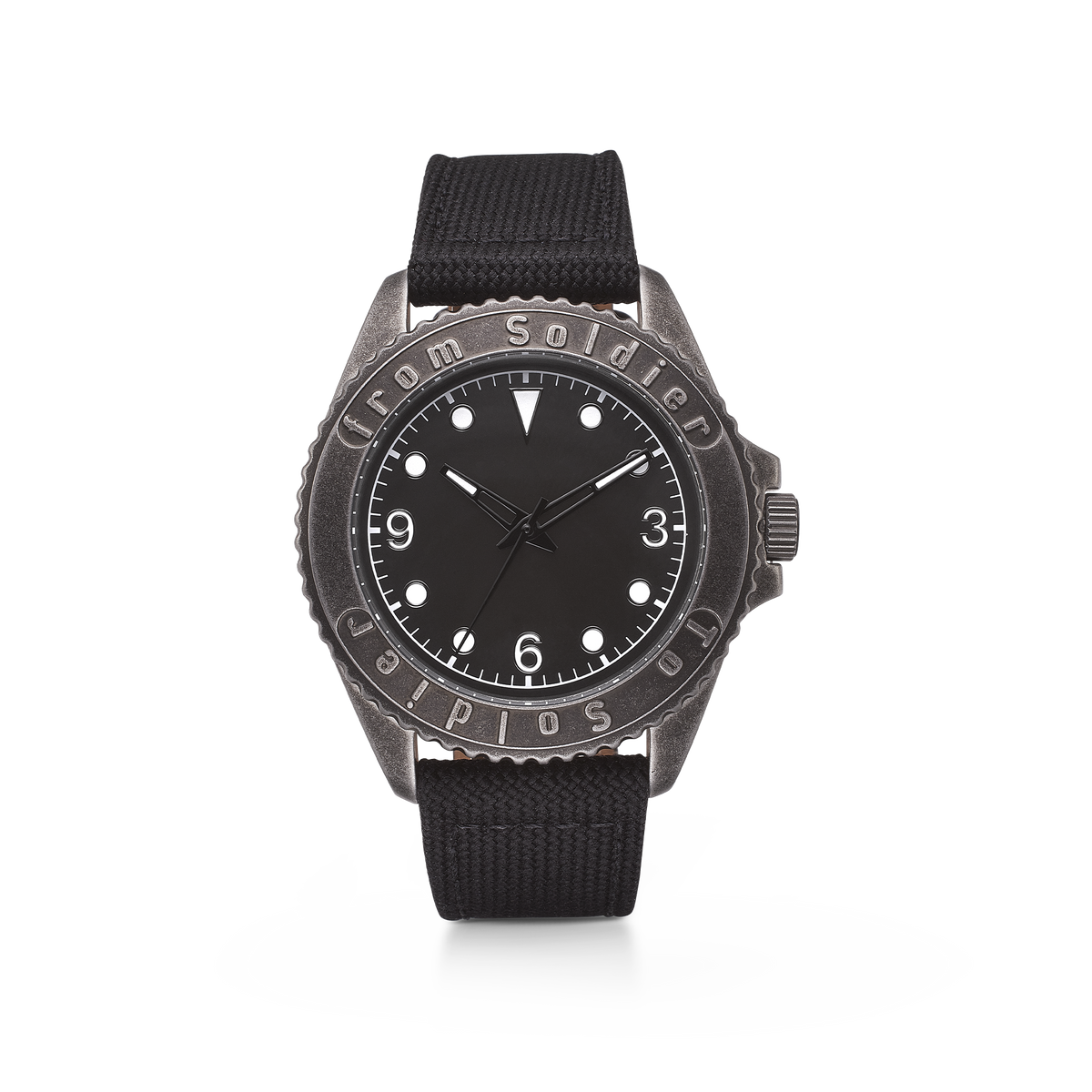 Aagaard From Soldier To Soldier Ur Stainless Steel 5 ATM Miyota Mov't Sort Canvas Rem i stål