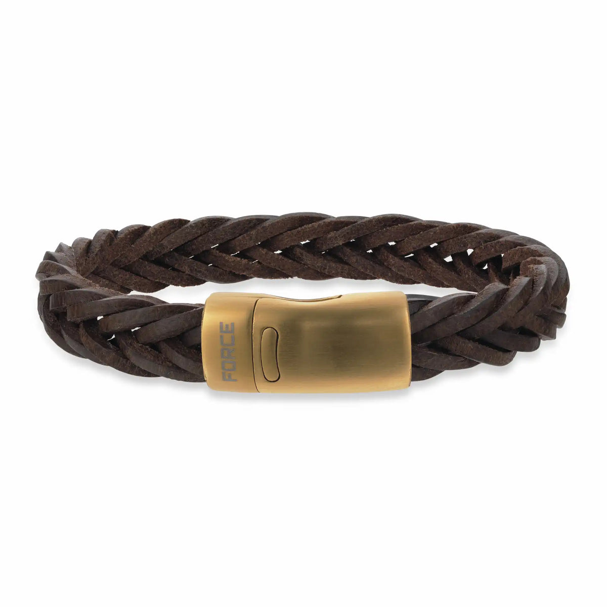 Scrouples - FORCE Herre armbånd mørke brun flettet læder 21 cm - Model: 03581A,M