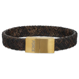 Scrouples - FORCE Herre armbånd brunt flettet læder med forgyldt stål lås - Model: 03741A,M