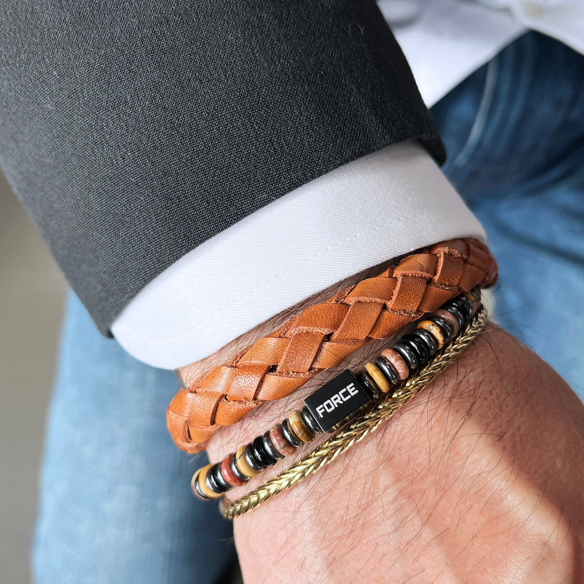 Scrouples - FORCE Herre armbånd, forgyldt stål foxtail 21 cm - Model: 03861A,M