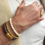 Scrouples - FORCE Herre armbånd brunt flettet læder - Model: 03991A,M