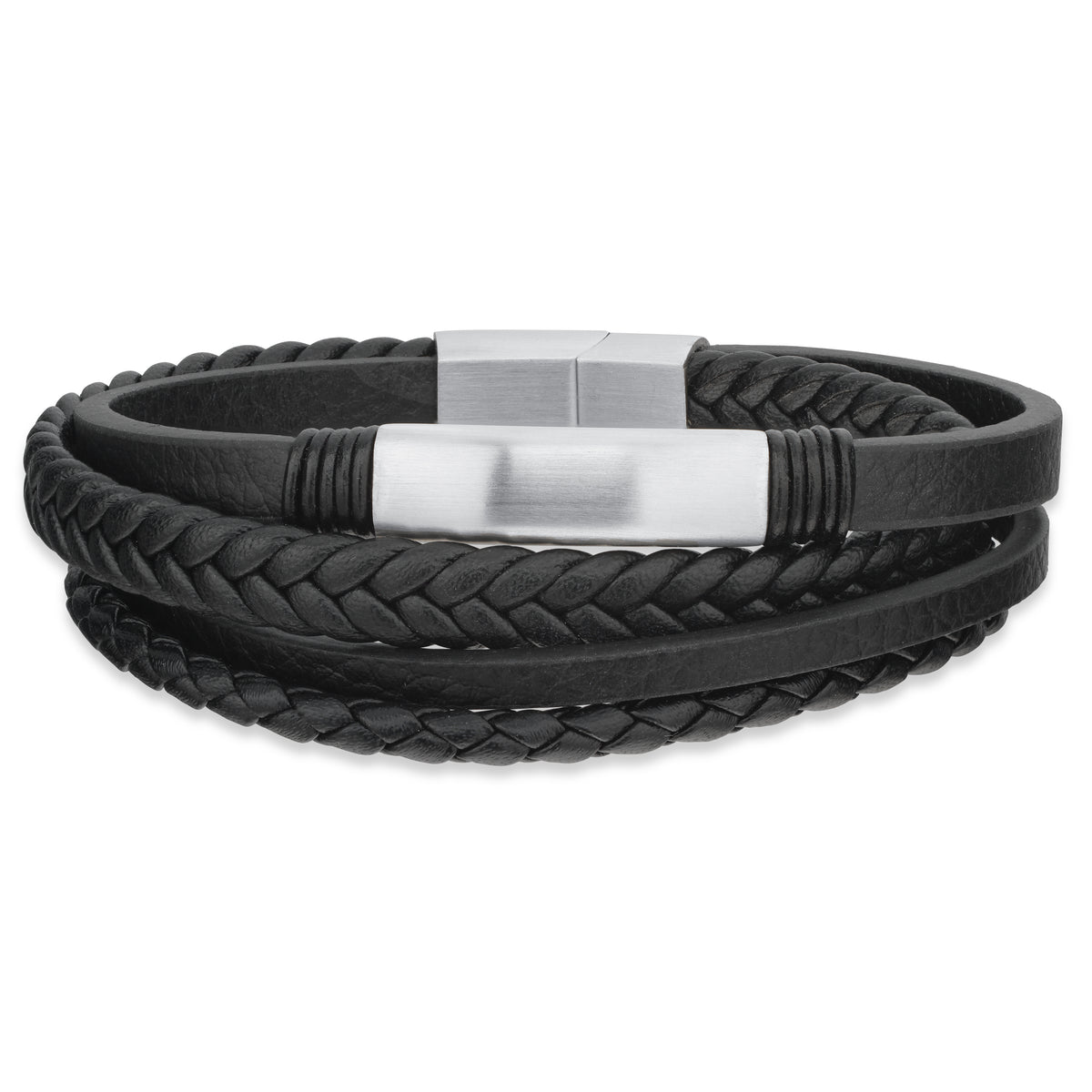 Scrouples - FORCE Herre armbånd sort flettet læder - Model: 04091A,M