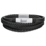 Scrouples - FORCE Herre armbånd sort flettet læder - Model: 04091A,M
