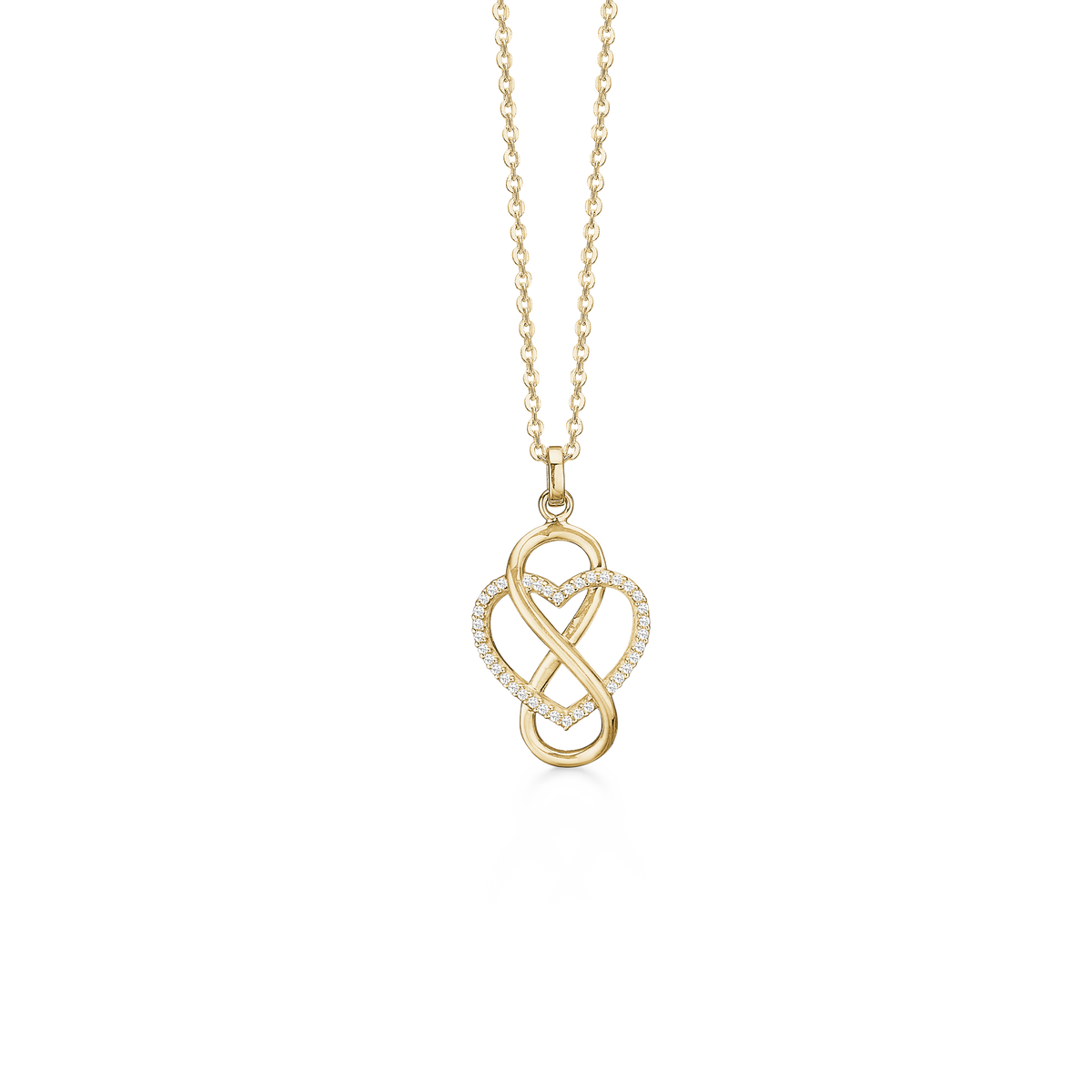 Aagaard Halskæde med Vedhæng Forever Love 8 Karat Guld Cubic Zirkonia Forgyldt Sterling Sølv Kæde 45 cm