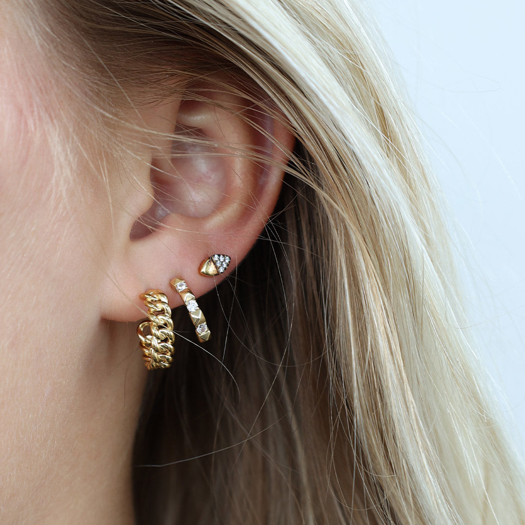 Aagaard Ørestikker Blade med 12 Cubic Zirkonia Forgyldt Sterling Sølv