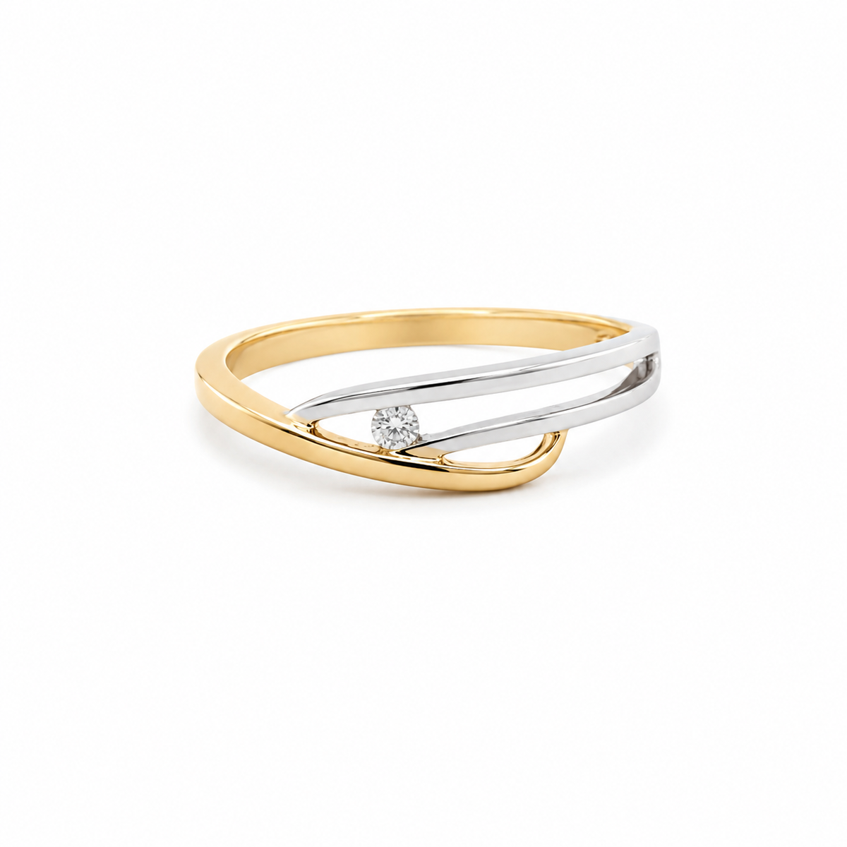 14kt guldring med en diamant, 0,035 tw/si