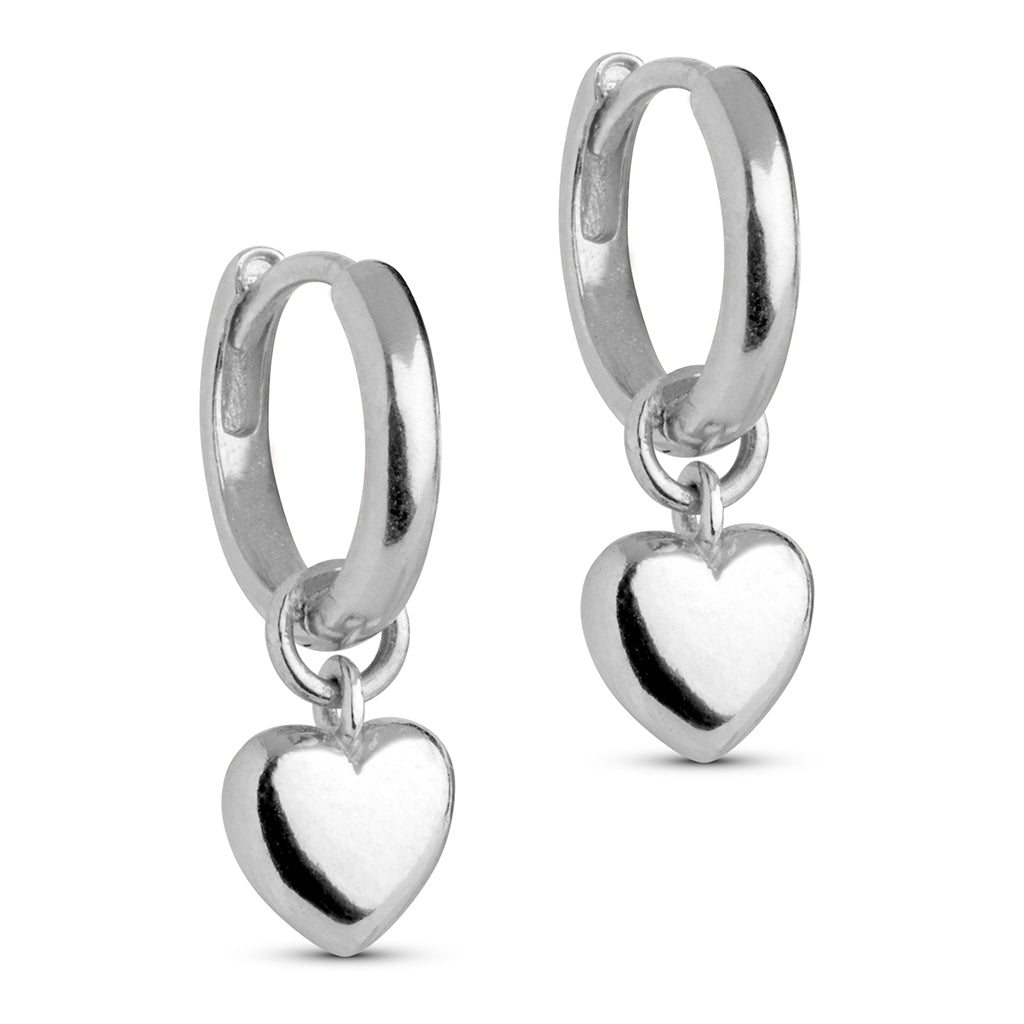 Enamel - Amore - 7mm sølv creoler med hjerte- Model: E376S