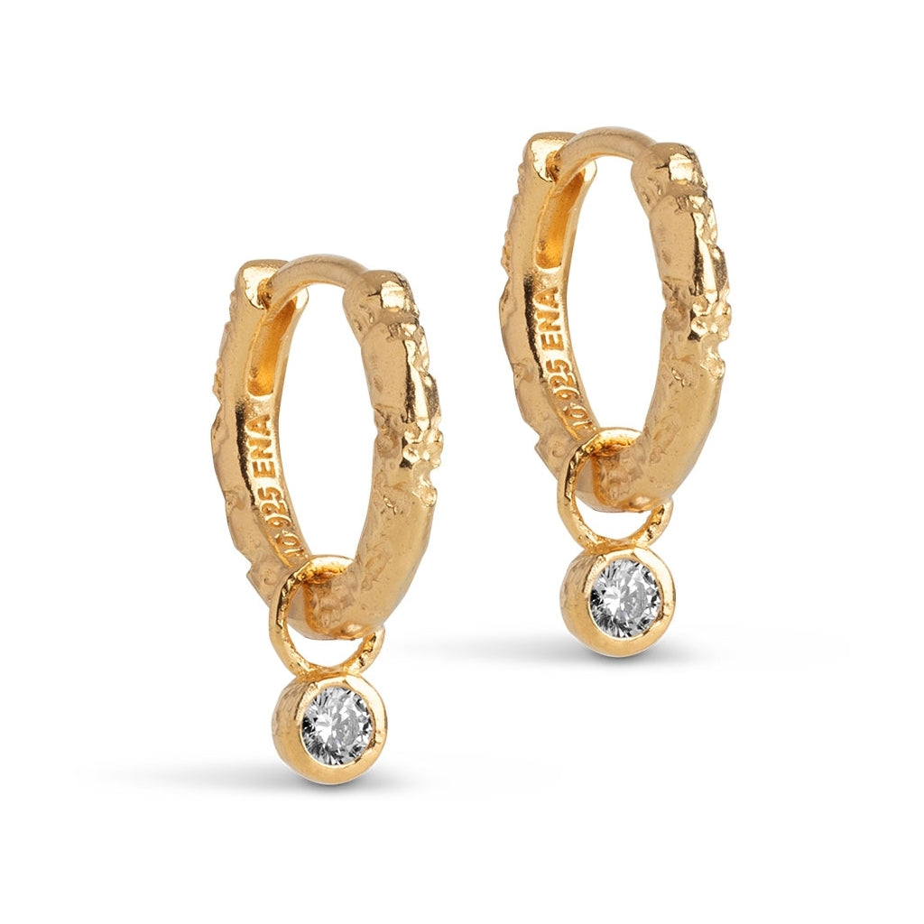 Enamel - Forgyldt sølv Belle cz hoops - Model: E431GM