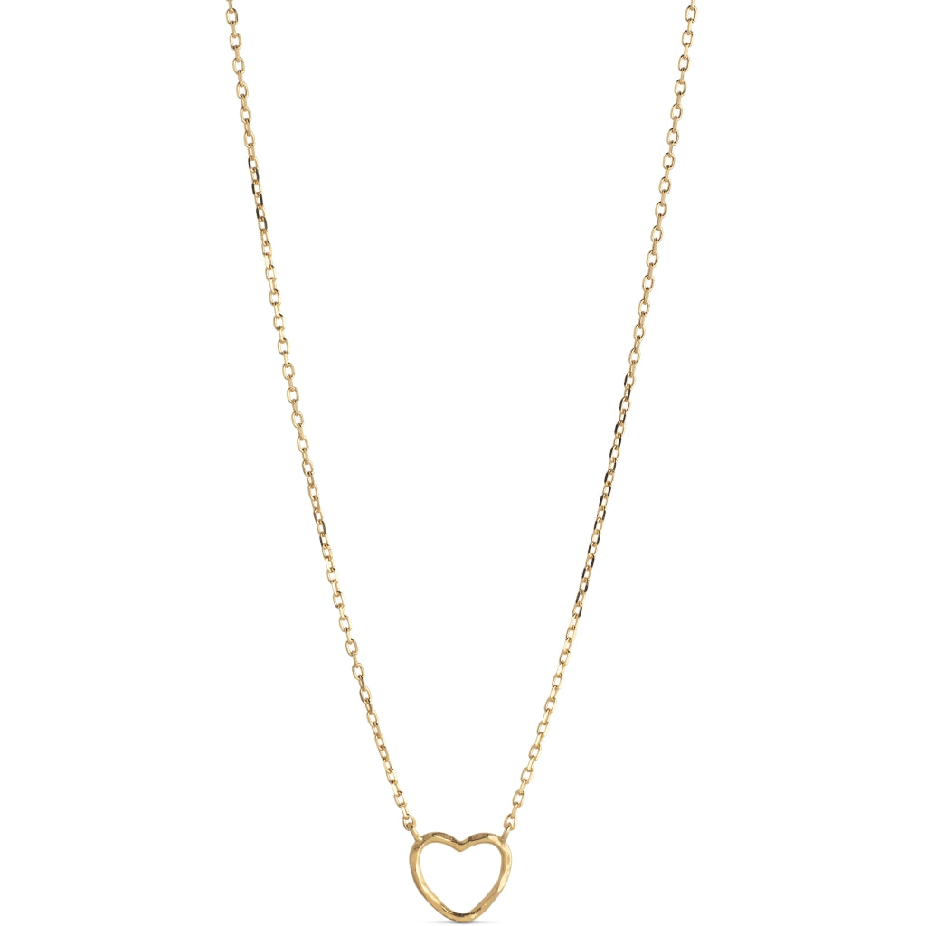 Enamel - Organic heart - 18kt Forgyldt sølv hjerte vedhæng med forgyldt sølv Halskæde 45+3cm- Model: N102GM