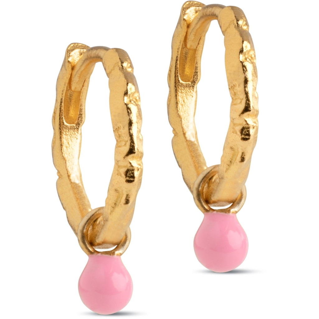 Enamel - Forgyldt sølv Belle "Light Pink" hoops - Model: E245GM-lightpink