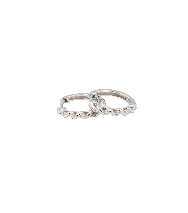 L&G - Sølv creoler, snoet med syntetiske zirkoner 16 mm - Model: 1081110