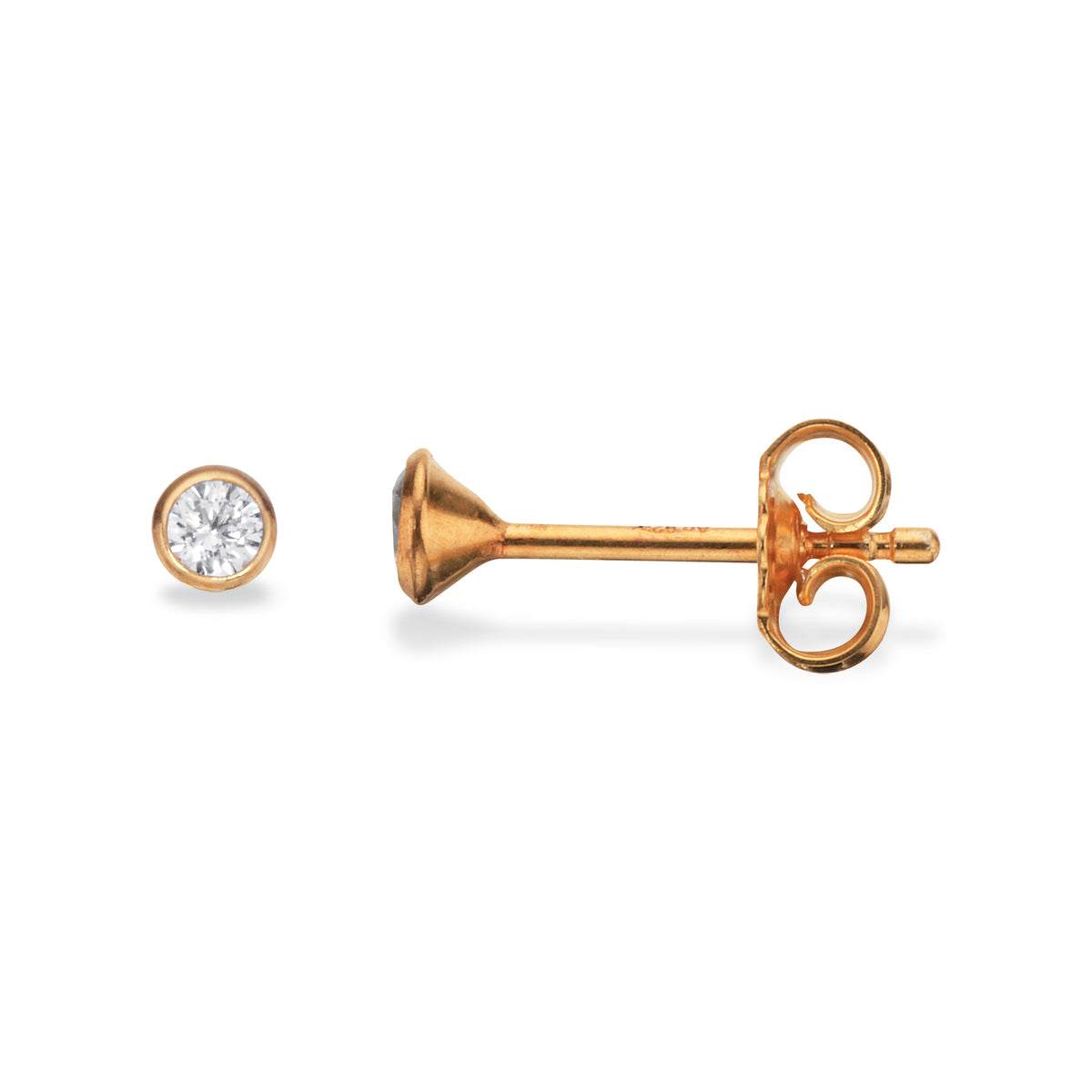 Scrouples - Ørestikkere sølv/forgyldt - 3mm zirc - Modelnr: 112032FG