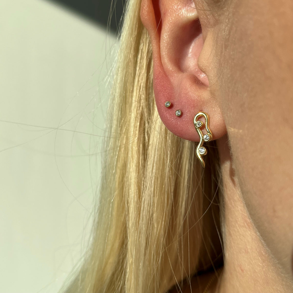 Scrouples - Ørestikkere sølv/forgyldt - 3mm zirc - Modelnr: 112032FG