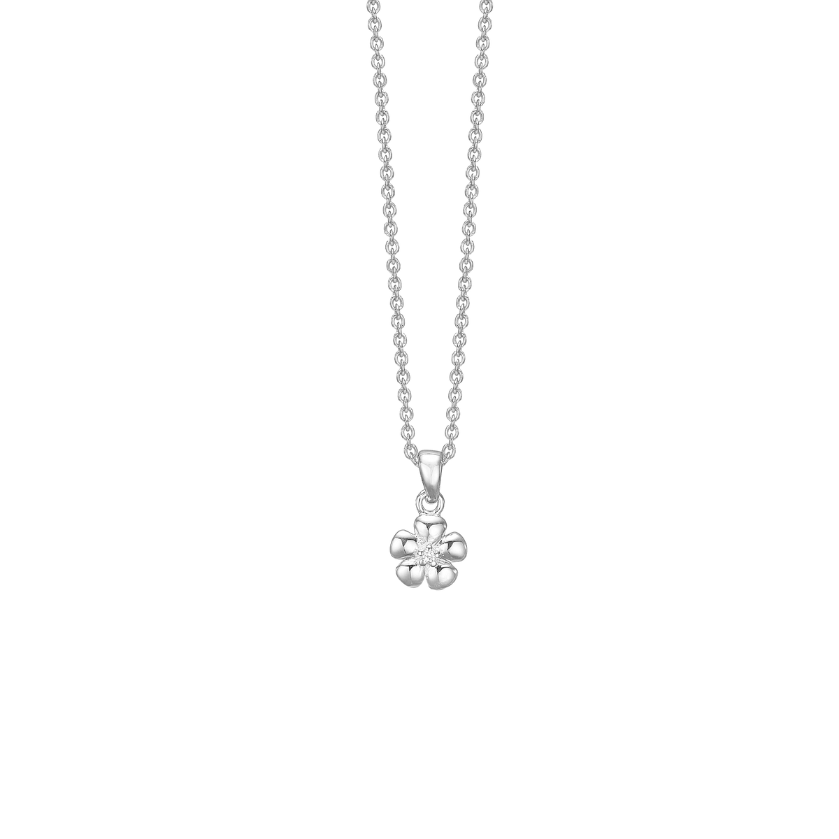 Aagaard Halskæde til Børn med Cubic Zirkonia Blomst Sterling Sølv 38 cm