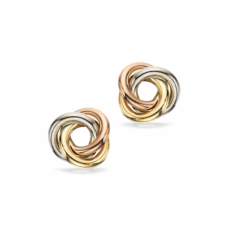 Scrouples - Ørestik knude 3. farvet 8 kt. guld - Model: 115053