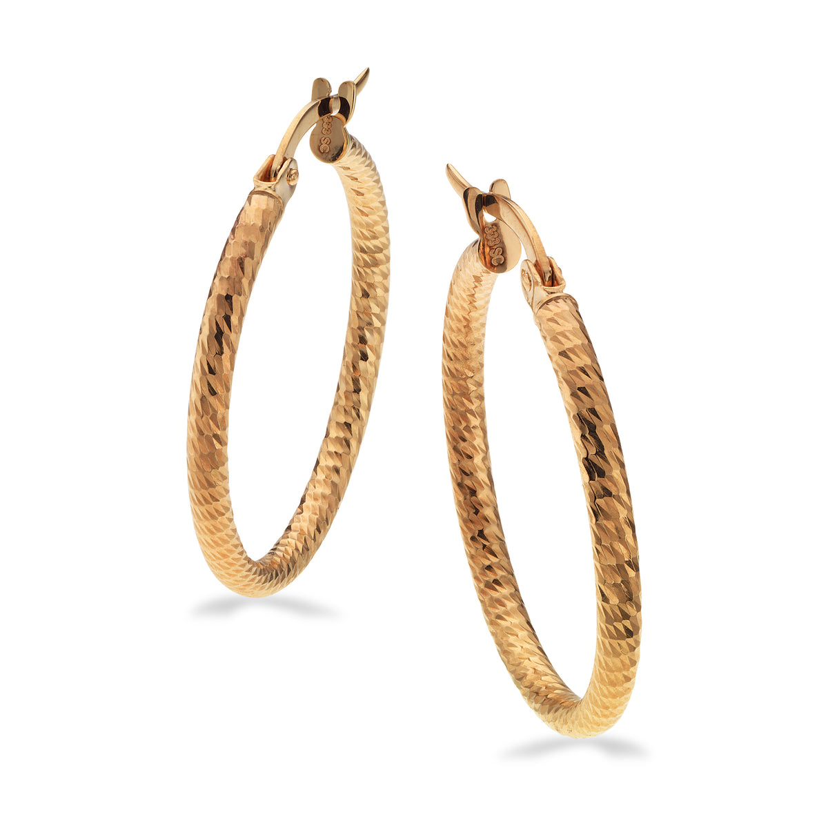 Scrouples - 8 kt. guld creoler hamret 23 mm - Model: 121163