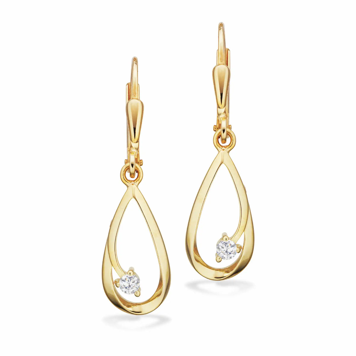 Scrouples - 8 kt guld ørehængere med syntetisk zirkon - Model: 123403
