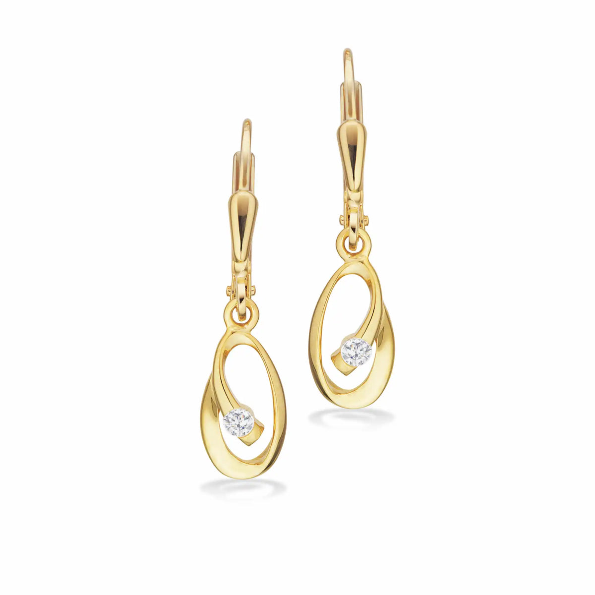 Scrouples - 8 kt guld ørehængere med syntetisk zirkon - Model: 123413