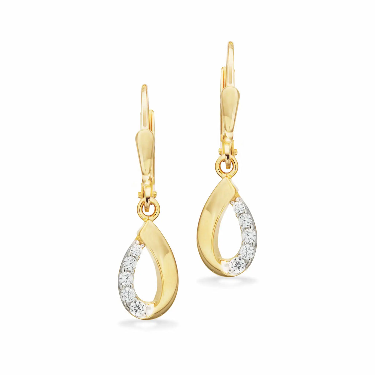 Scrouples - 8 kt guld ørehængere med syntetisk zirkon - Model: 123423