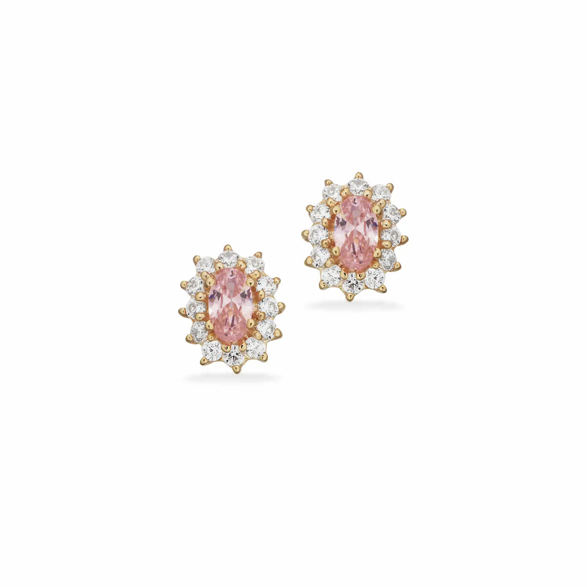 Scrouples - 8 kt guld ørestikkere, roset med rosa og hvid syntetisk zirkon - Model: 123463