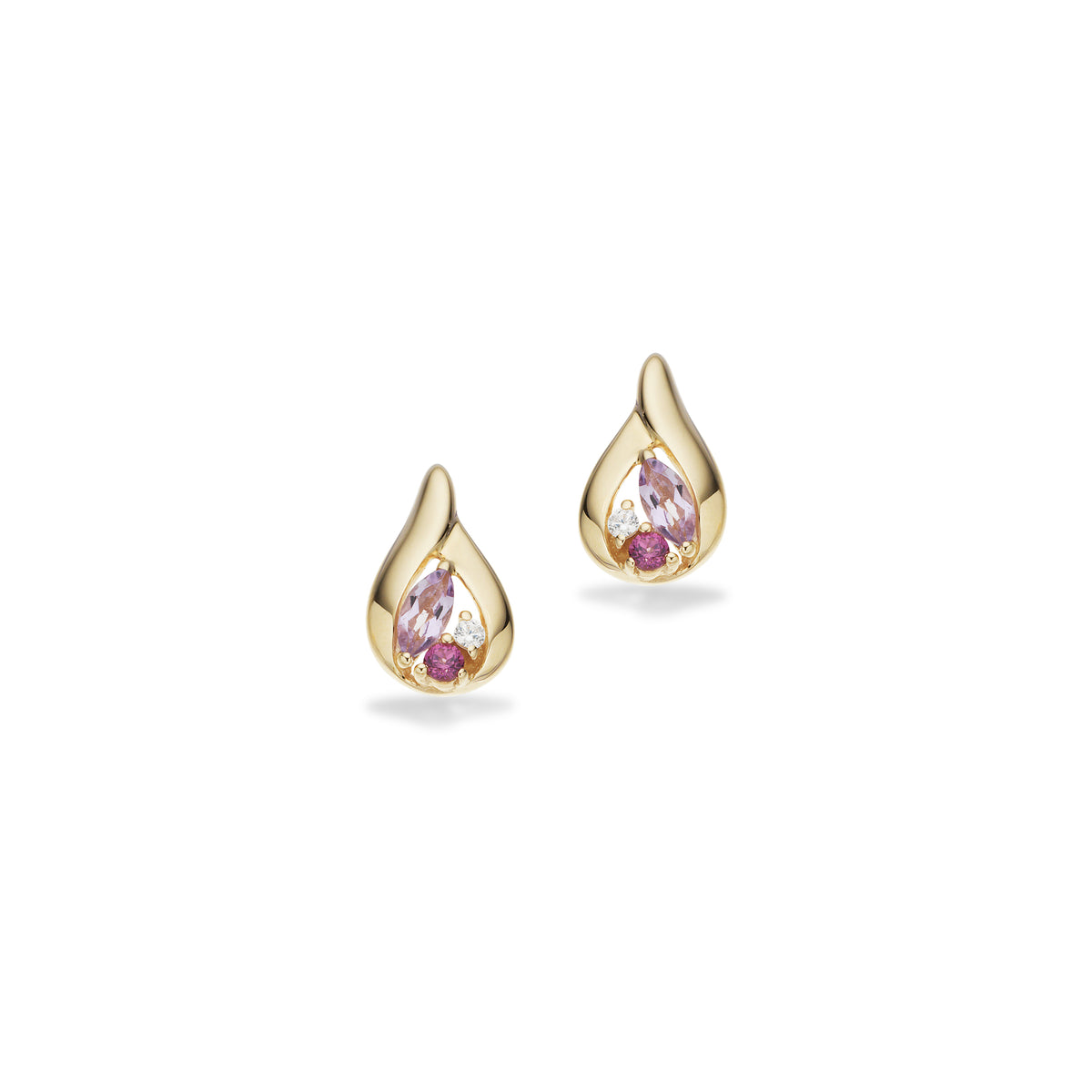 Scrouples - 8 kt guld ørestikker med syntetiske zirkoner - Model: 124923