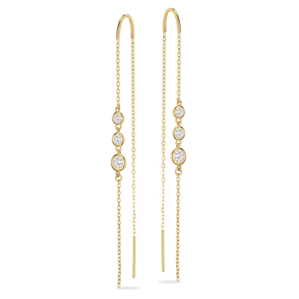 Scrouples - 8 kt. guld ørehænger med cubic zir. på kæde - Modelnr: 125983