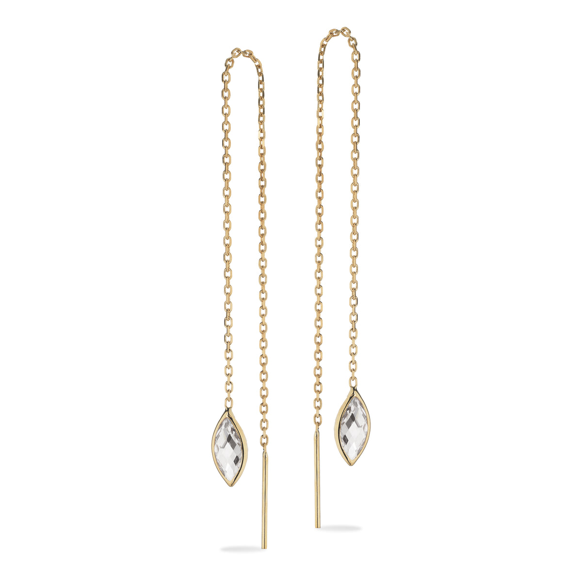 Scrouples - 8 kt. guld ørehænger med cubic zir. på kæde - Modelnr: 125993