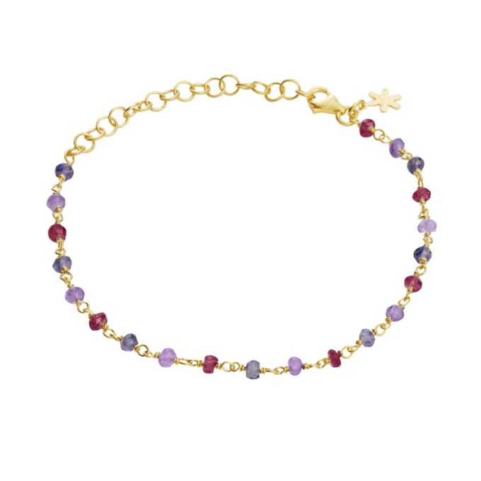 Susanne Friis Bjørner - Armbånd forgyldt, med farvede sten - Model: 1433-2-593