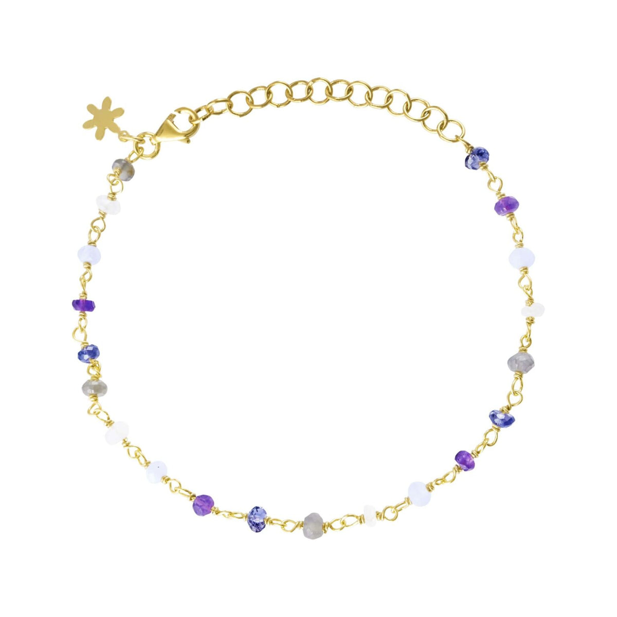 Susanne Friis Bjørner - Armbånd - Forgyldt sølv med grålige og lilla sten - Modelnr.: 1433-2-615