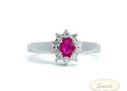 14 kt. Hvidguld roset ring med rubin og brillanter - Model: 40-22575