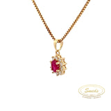 14 kt. Guld roset vedhæng med rubin og diamant 0,15 ct. tw/si - 20-22136