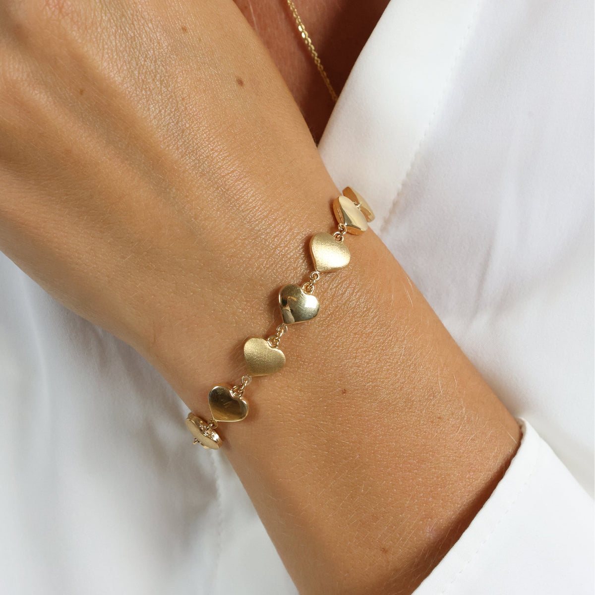 Aagaard Armbånd Hjerter Mat Blank 8 Karat Guld 19 cm