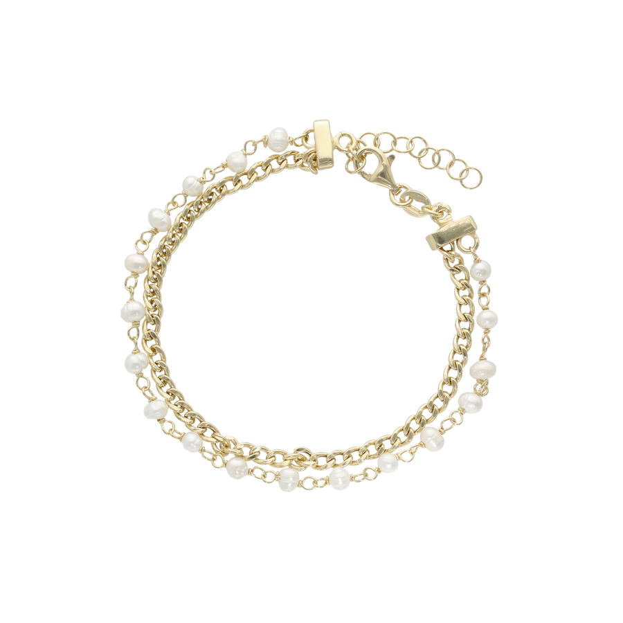 Aagaard - Forgyldt sterling sølv armbånd dobbelt med ferskvandsperler - Model: 1601-S-G40