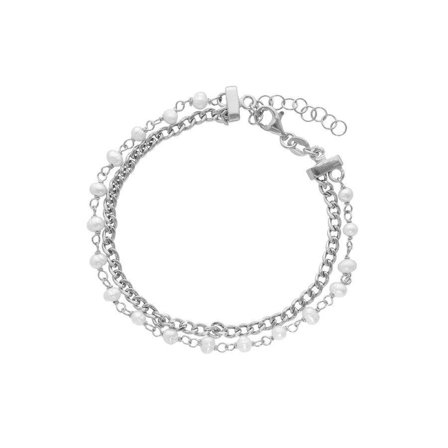Aagaard - Sterling sølv armbånd dobbelt med ferskvandsperler - Model: 1601-S-S40