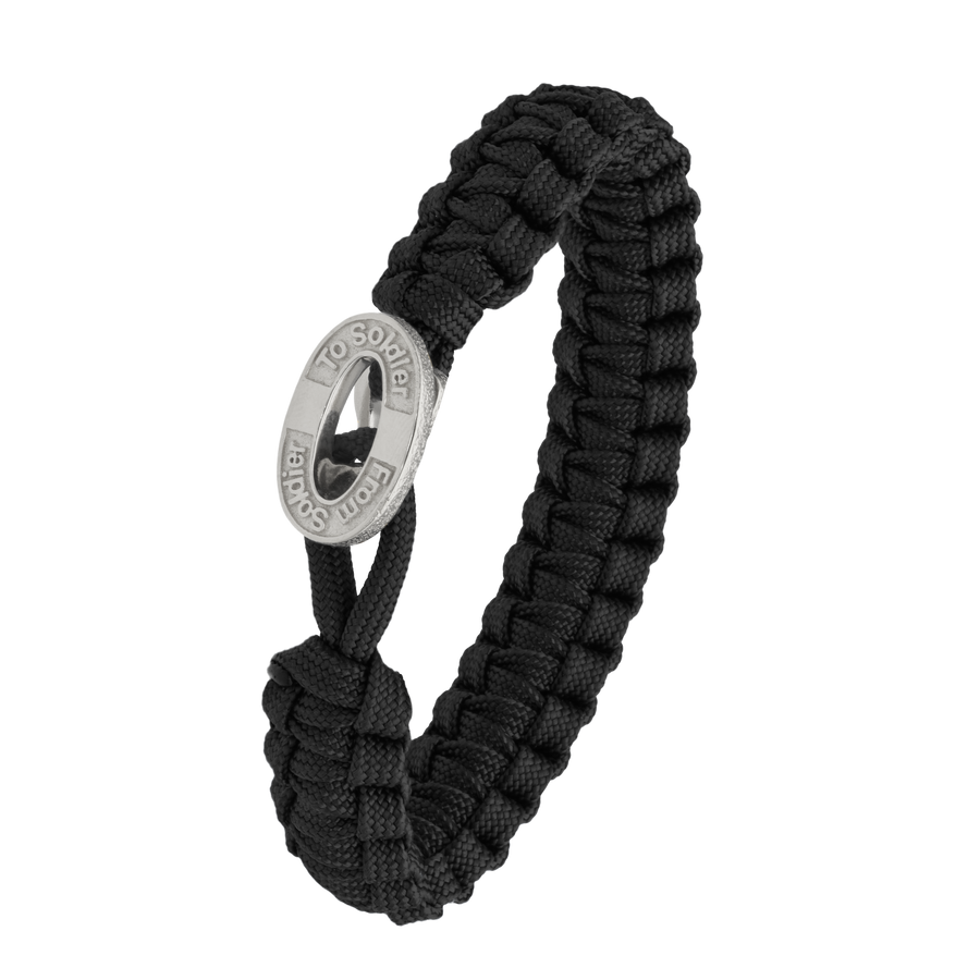 Aagaard - FROM SOLDIER TO SOLDIER - Sort Armbånd Sølv Lås. - Model: 1604-FSTS-BLA-S10