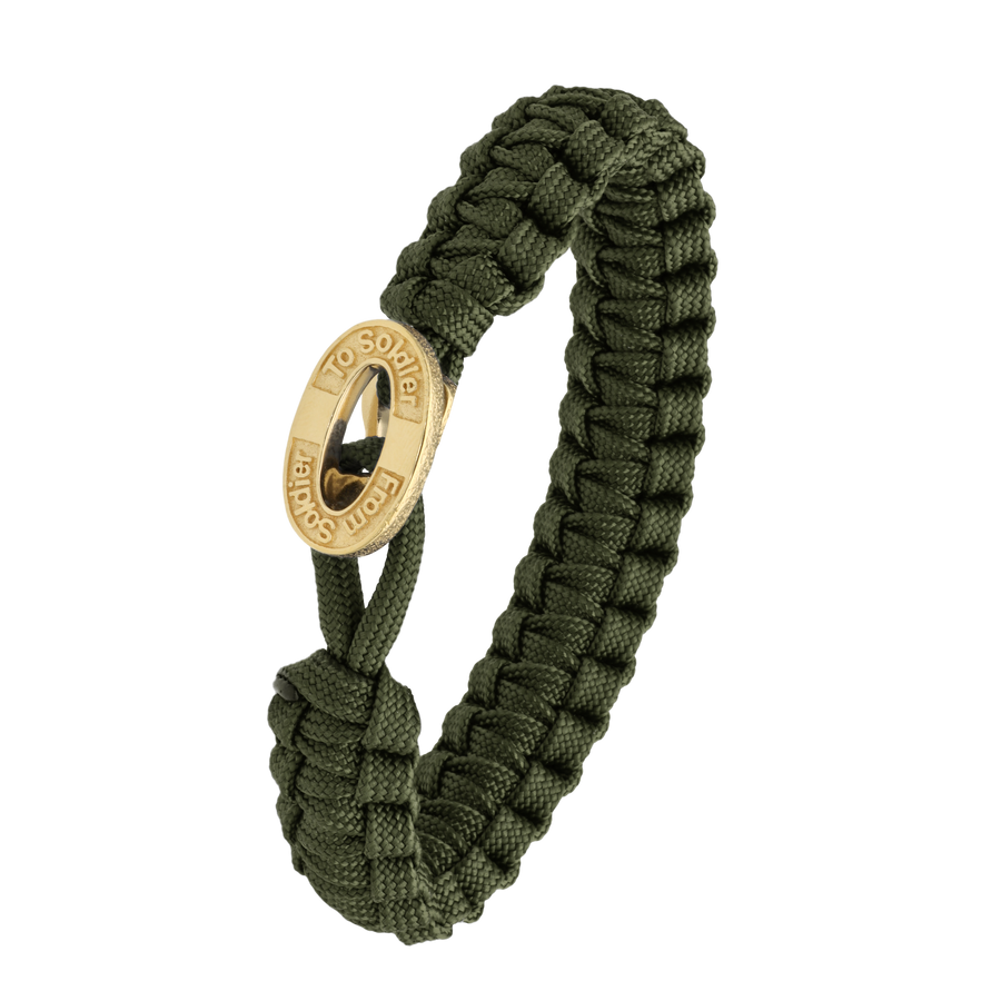 Aagaard - FROM SOLDIER TO SOLDIER - Grønt Armbånd Forgyldt Lås. - Model: 1604-FSTS-GRE-G10