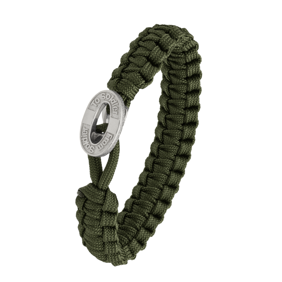 Aagaard - FROM SOLDIER TO SOLDIER - Grønt Armbånd Sølv Lås. - Model: 1604-FSTS-Gre-S10