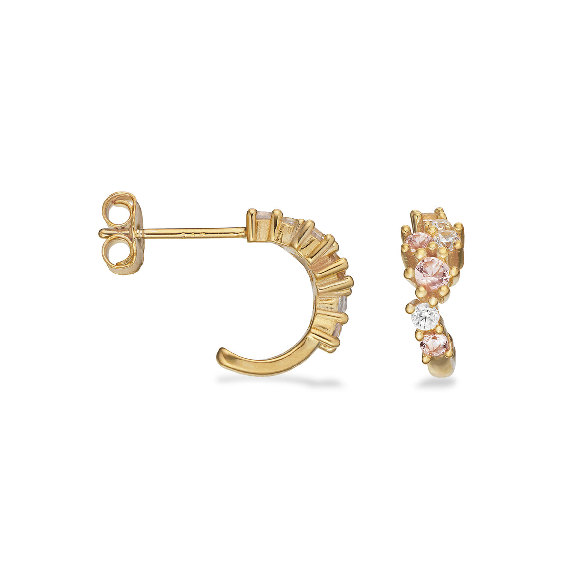 Scrouples - Halvcreoler rosa/hvid cubic zir. sølv fg. - Model: 165832