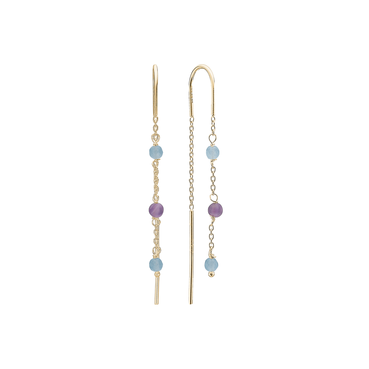 Aagaard Ørehænger Amethyst / Blå Quartz Forgyldt Sterling Sølv