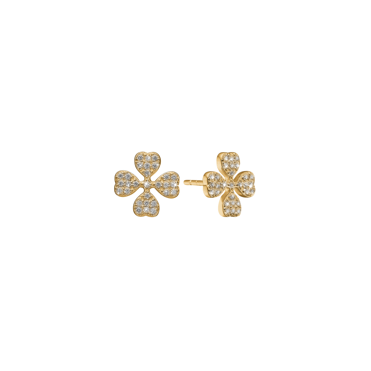 Aagaard Ørestikker Firkløver Cubic Zirkonia Forgyldt Sterling Sølv