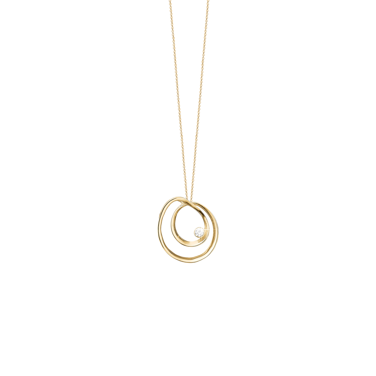 Aagaard Halskæde med Vedhæng Cirkel med Cubic Zirkonia 8 Karat Guld Forgyldt Sterling Sølv Kæde 45 cm