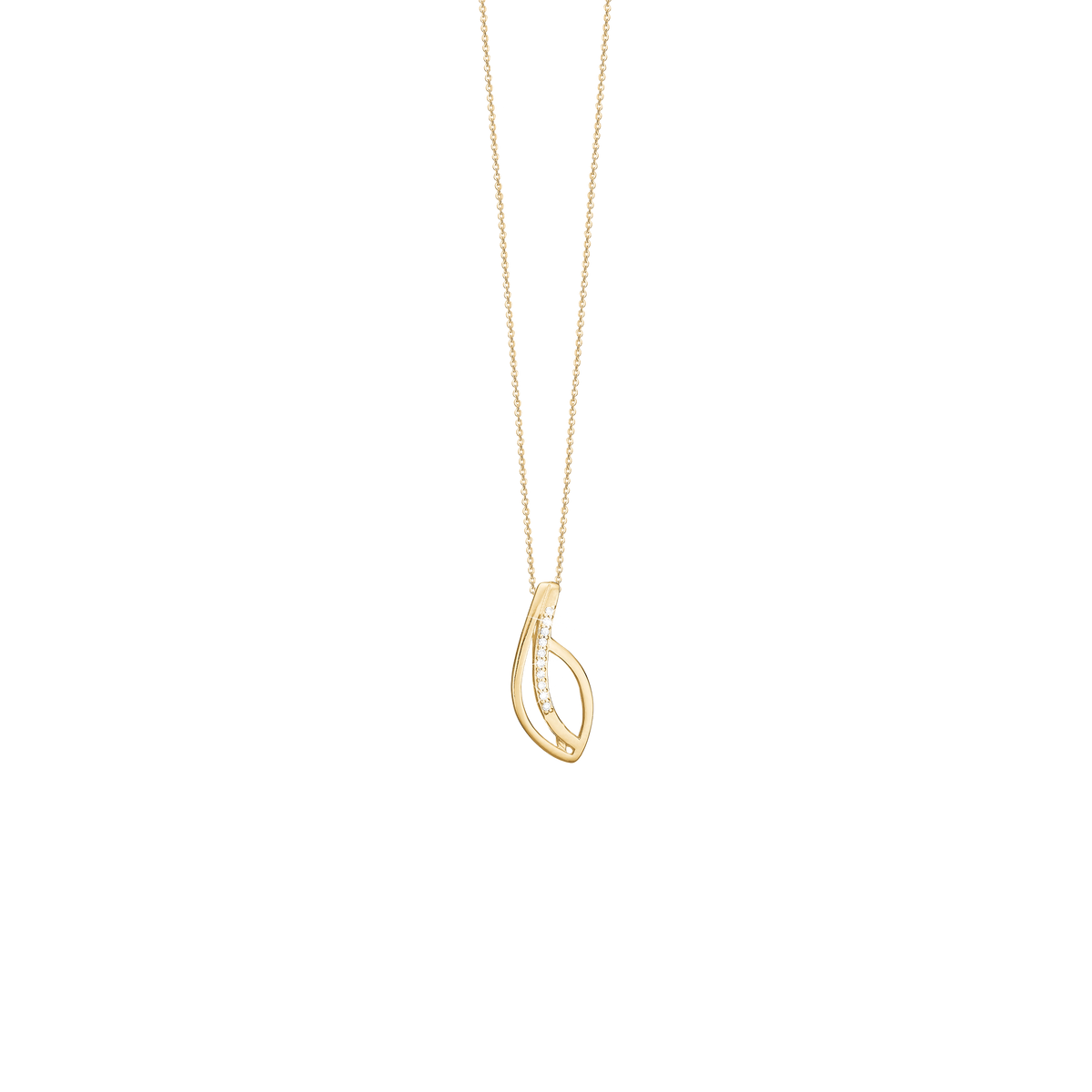 Aagaard Halskæde med Vedhæng Spir med Cubic Zirkonia 8 Karat Guld Forgyldt Sterling Sølv Kæde 45 cm