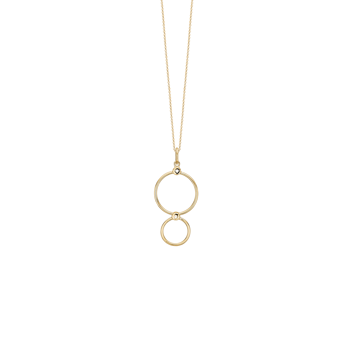 Aagaard Halskæde med Vedhæng Dobbelt Cirkel med Cubic Zirkonia 8 Karat Guld Forgyldt Sterling Sølv Kæde 45 cm