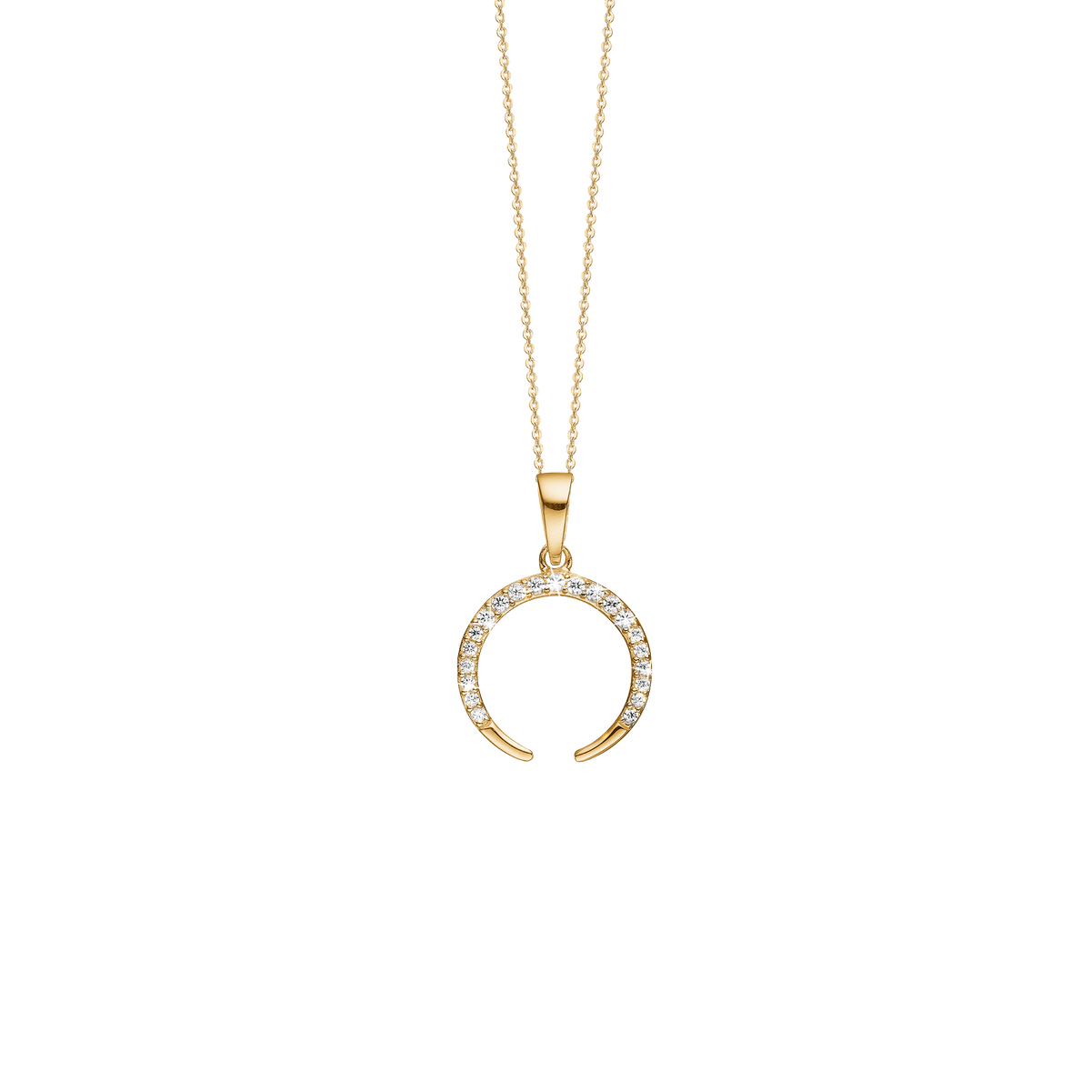 Aagaard Halskæde med Vedhæng Horn med 21 Cubic Zirkonia Forgyldt Sterling Sølv 45 cm