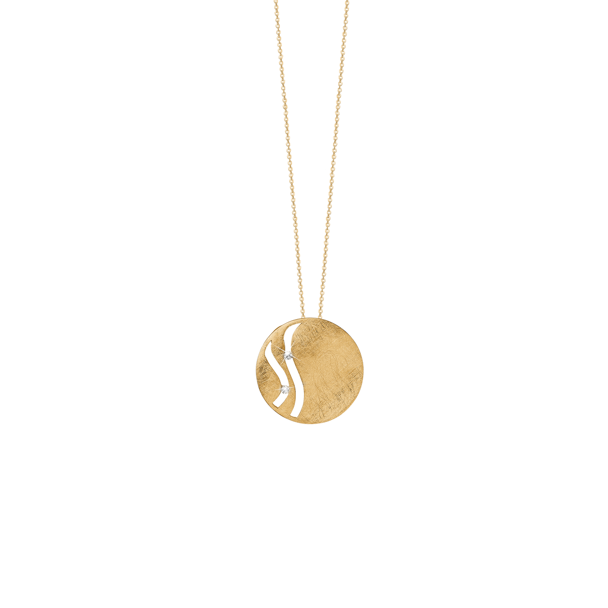 Aagaard Halskæde med Vedhæng med 2 Cubic Zirkonia Forgyldt Sterling Sølv 45 cm