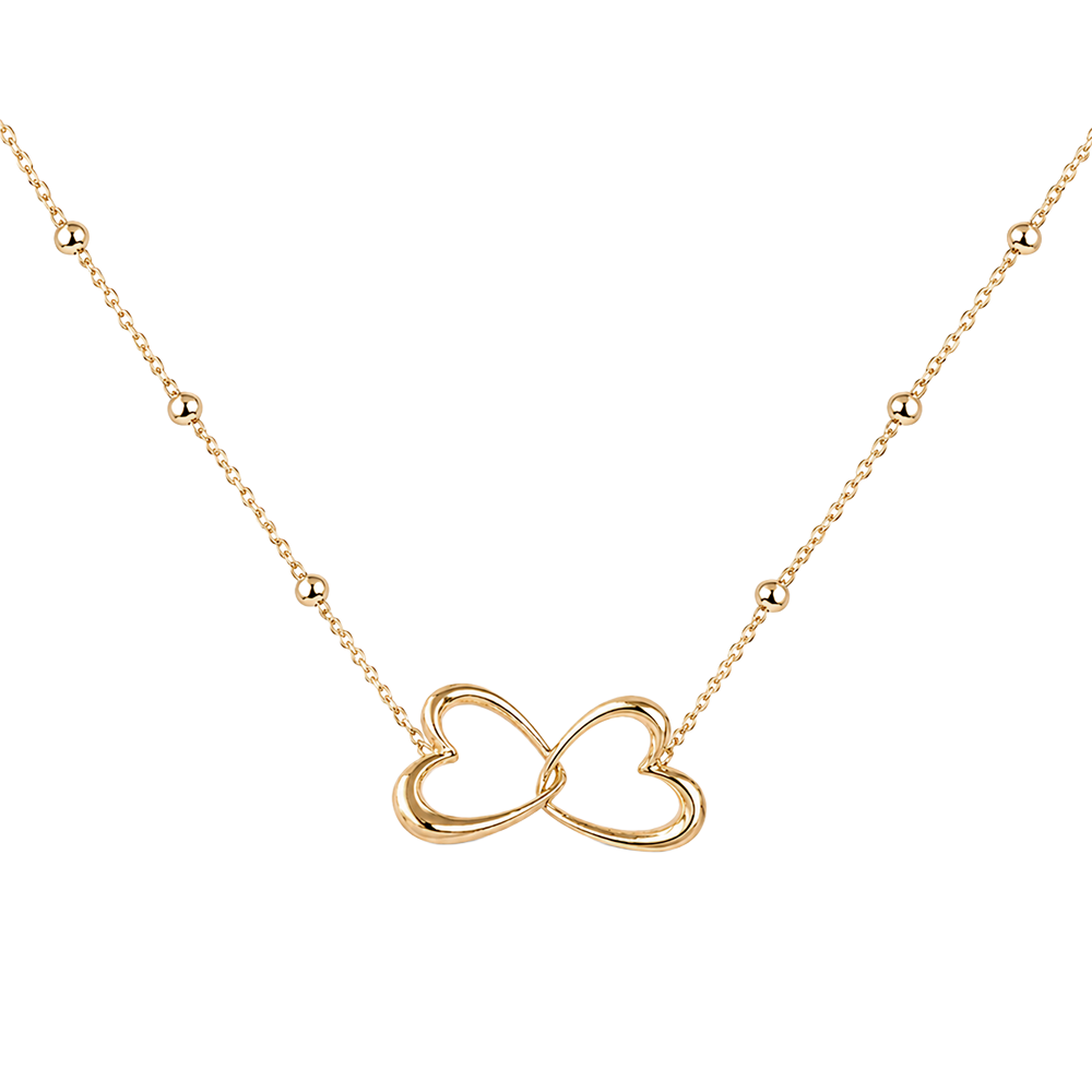 Aagaard Twin Hearts Halskæde Forgyldt Sterling Sølv - Model: 1680-S-G124